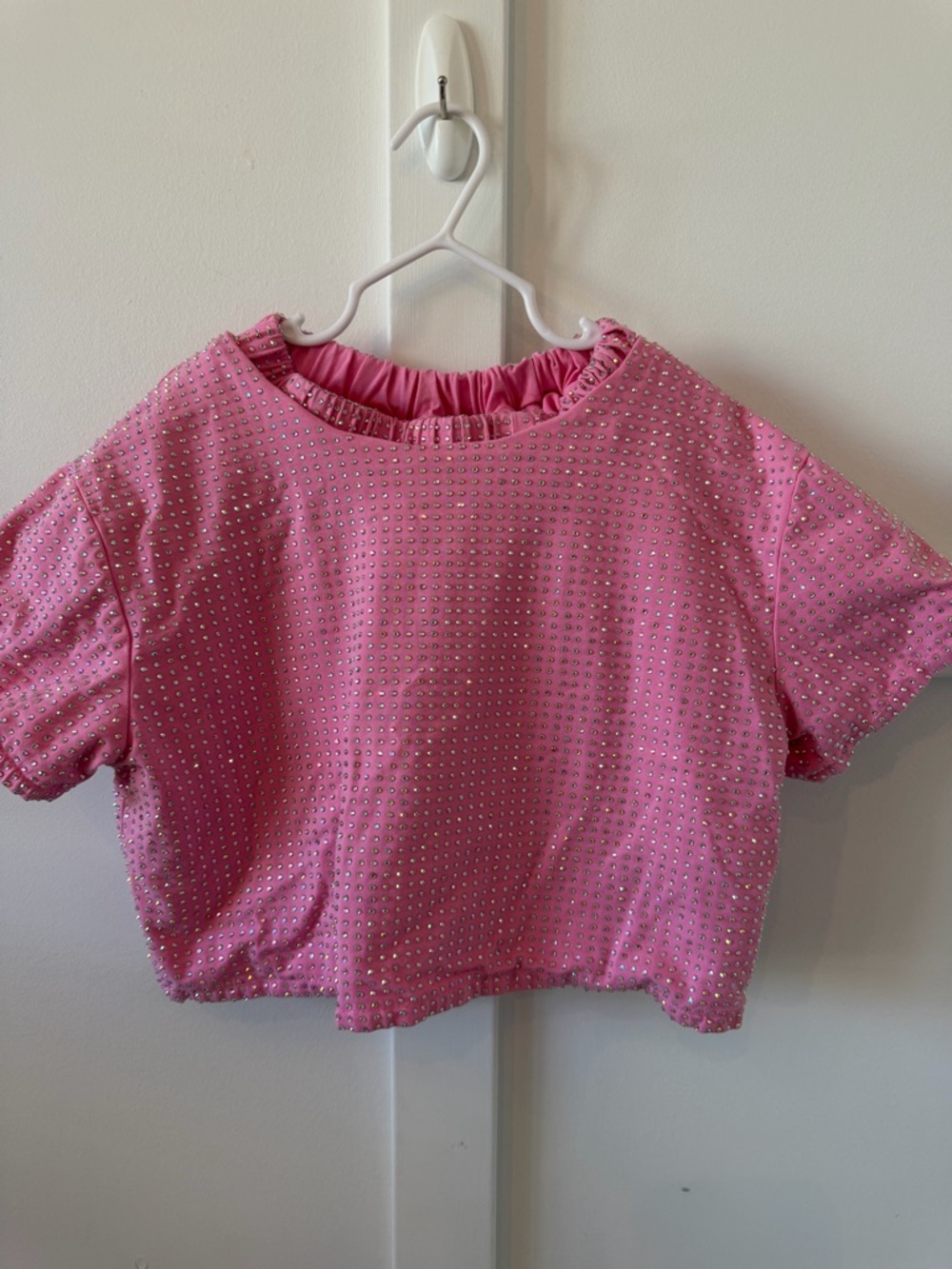 Lola and the Boys Pink Girls' Short Sleeve Embellished Top